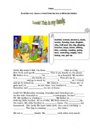 English Worksheet: Look! This is my family.