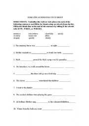 English worksheet: verb and adverb