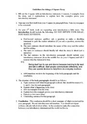 English worksheet: Four square writing guidelines