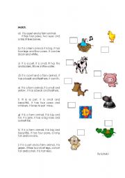 English Worksheet: pets and farm animals