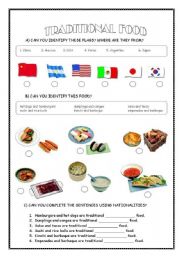 English Worksheet: TRADITIONAL FOOD