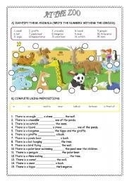 English Worksheet: AT THE ZOO