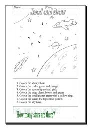 English Worksheet: Read and draw