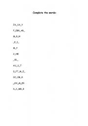 English Worksheet: Complete the words