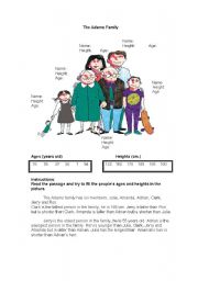 English Worksheet: The Adams Family  