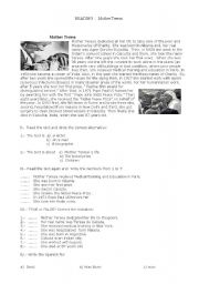 English Worksheet: Mother Teresa