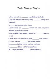 English Worksheet: Their, There or They are