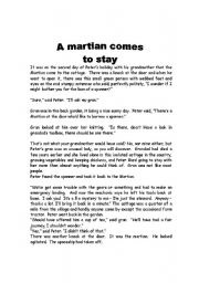 English worksheet: readint about martians