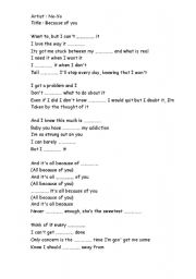 English Worksheet: Because of you - Ne-Yo