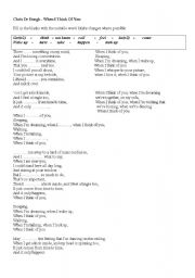 English worksheet: Chris de Burg- WHEN I THINK OF YOIU