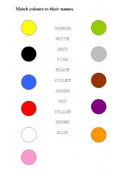 English Worksheet: Matching colours