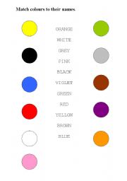 English worksheet: Matching colours