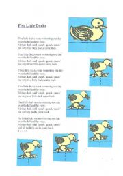 English Worksheet: Five little ducks activity