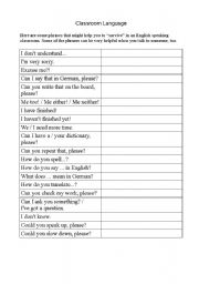 Vocab - Classroom Language