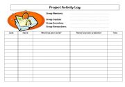 English worksheet: Project Activity Log