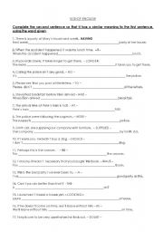 English Worksheet: Key Word Transformation