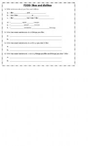 English Worksheet: Food: likes & dislikes