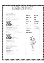 English Worksheet: Complete the song Manic Monday