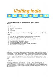 Visiting India Reading Worksheet