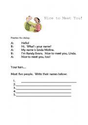 English worksheet: Nice to Meet You!