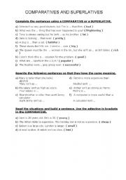 English Worksheet: Comparatives and Superlatives