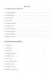 English worksheet: Passive Voice - Write passive sentences 