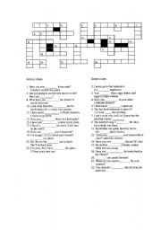 English Worksheet: crossword puzzle