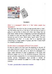 English Worksheet: Newspapers