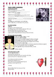 English Worksheet: Song.Madonna.-take a bow