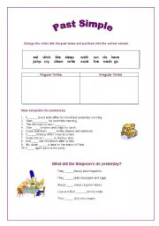 English Worksheet: Past simple 01-09-2008