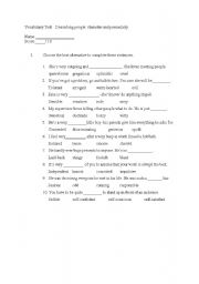English worksheet: People-personality and character