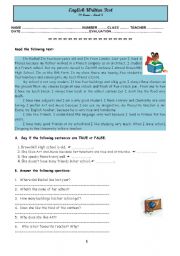 English Worksheet: test - my school