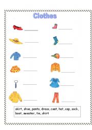 English Worksheet: Clothes