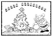 English Worksheet: CHRISTMAS COLORING PICTURE 2