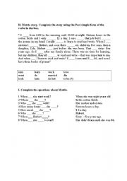 English worksheet: Text with past tense