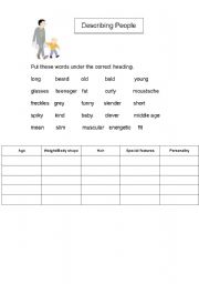 English worksheet: Adjectives to Describe People