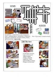 English Worksheet: at the bank crossword and vocabulary review