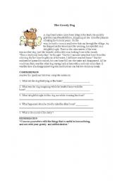 English Worksheet: The Greedy Dog 