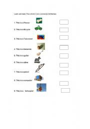 English worksheet: Observation of pictures and spelling.