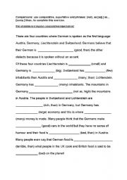 English Worksheet: comparison of adjectives - comparing countries
