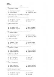 English worksheet: test  am is are