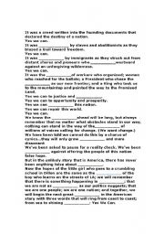 English Worksheet: Yes We Can Lyrics