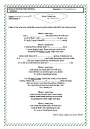 English Worksheet: Song: when i need you 