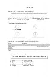 English Worksheet: TEST PAPER - 5TH GRADE