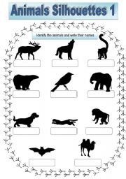 English worksheet: Animals Sihouettes 1