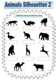 English worksheet: Animals Sihouettes 2