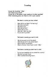 English worksheet: Travelling