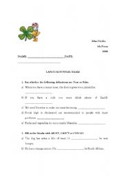 English worksheet: Language final exam