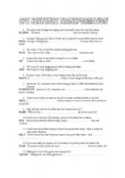 English Worksheet: CPE: SENTENCE TRANSFORMATION AND WORD FORMATION