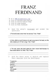 English worksheet: Franz Ferdinand exercises